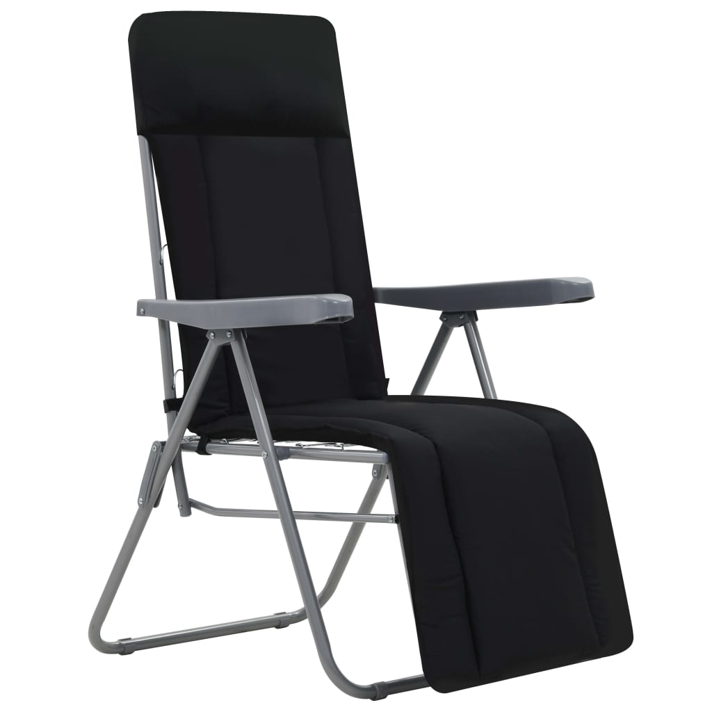 vidaXL Klappbare Gartenstühle mit Polstern 2 Stk. Schwarz