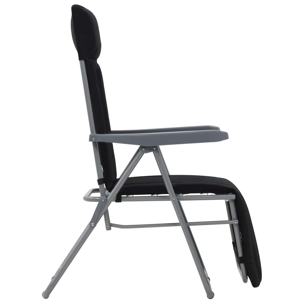 vidaXL Klappbare Gartenstühle mit Polstern 2 Stk. Schwarz