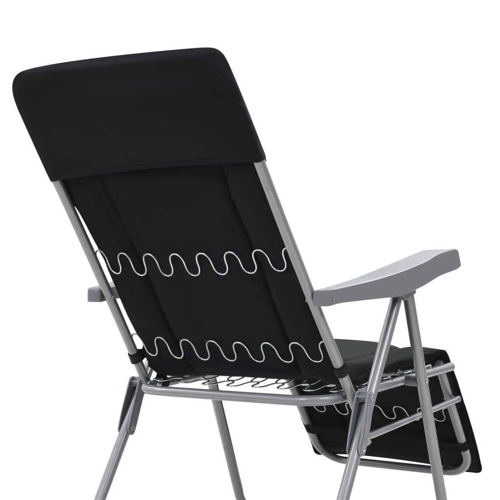 vidaXL Klappbare Gartenstühle mit Polstern 2 Stk. Schwarz