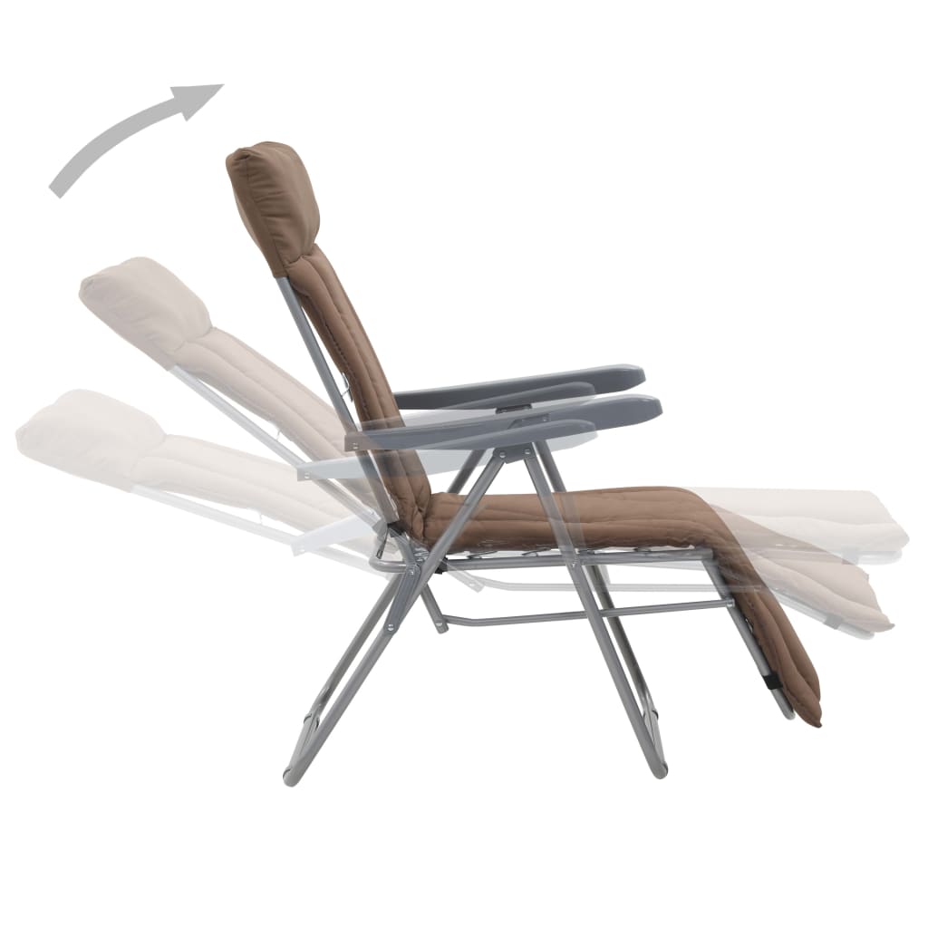 vidaXL Klappbare Gartenstühle mit Auflagen 2 Stk. Braun