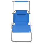 vidaXL Klappliege mit Sonnenschutz und Rädern Stahl Blau