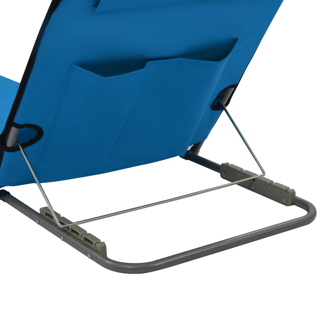 vidaXL Klappbare Strandmatte 2 Stk. Stahl und Stoff Blau