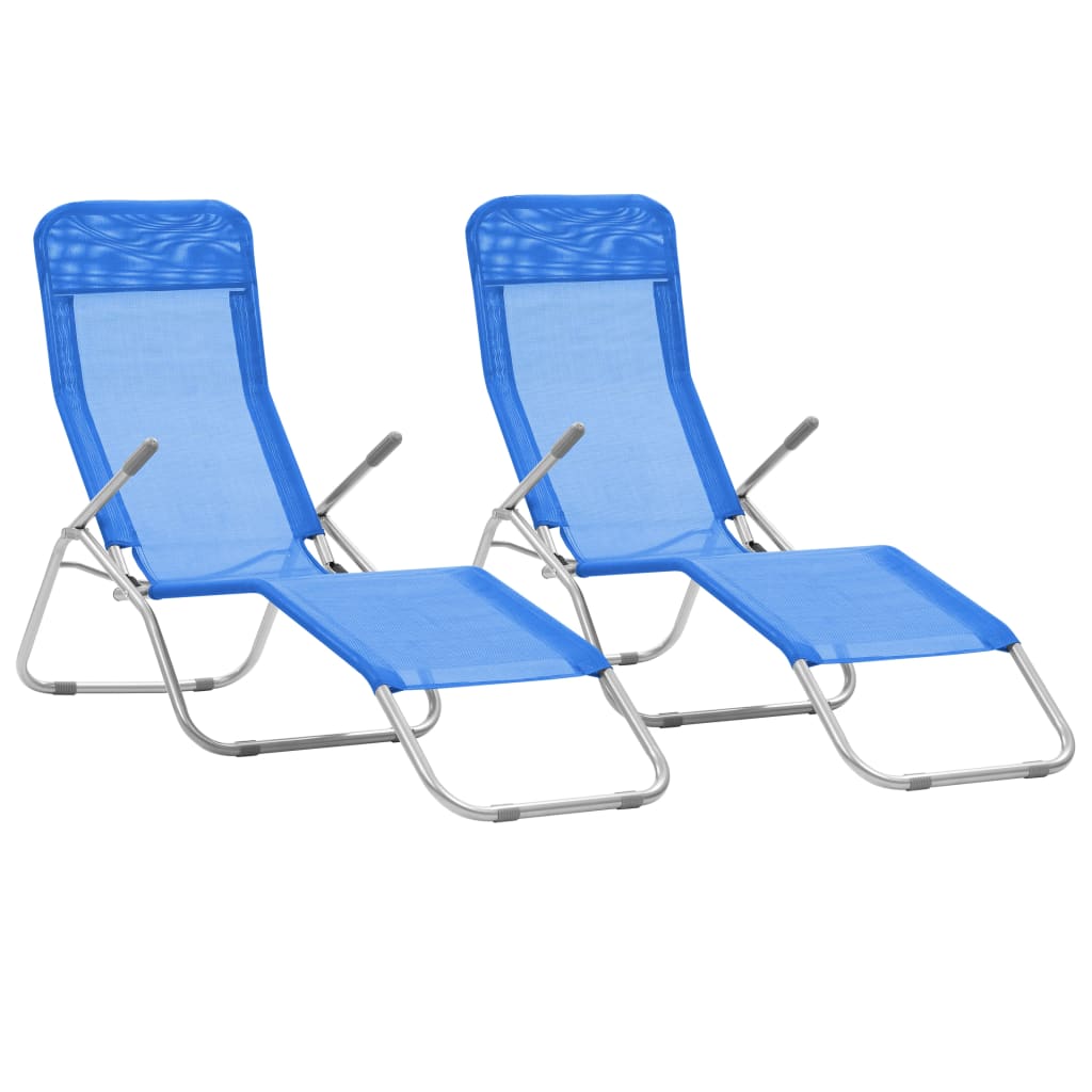 vidaXL Klappliegen 2 Stk. Textilene Blau