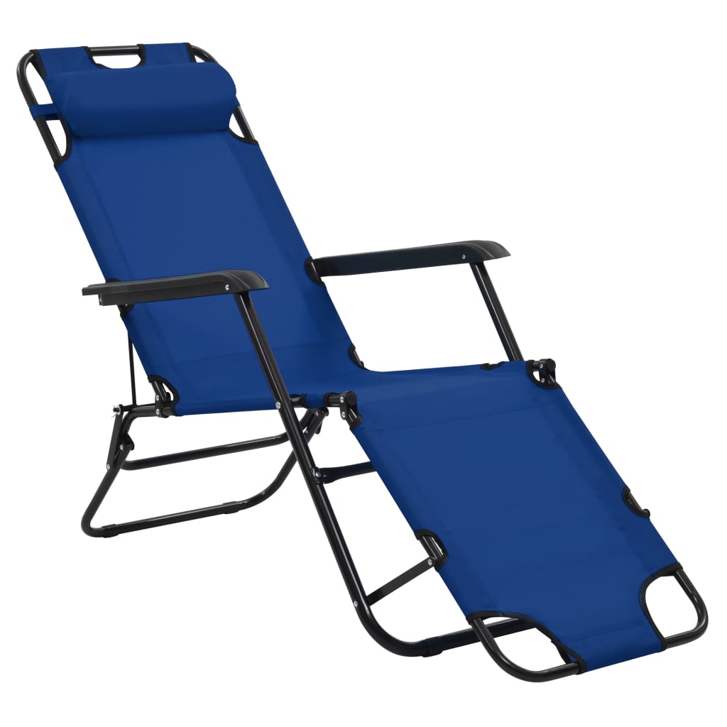 vidaXL Klappbare Sonnenliegen 2 Stk. mit Fußablage Blau