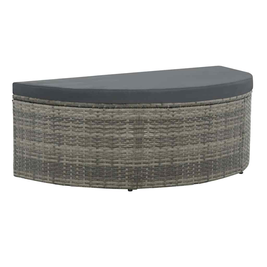 vidaXL Gartenbett mit Sonnenschirm Grau Poly Rattan