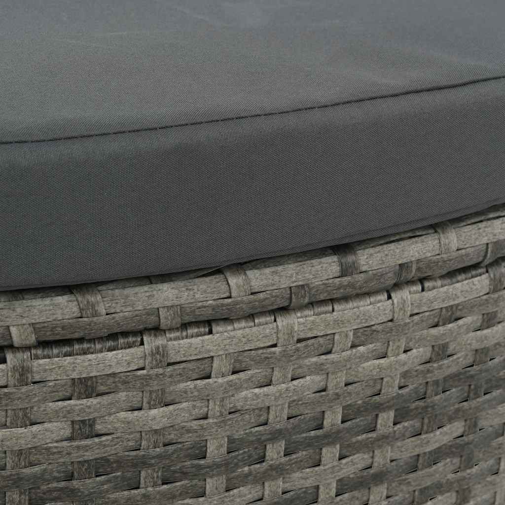 vidaXL Gartenbett mit Sonnenschirm Grau Poly Rattan
