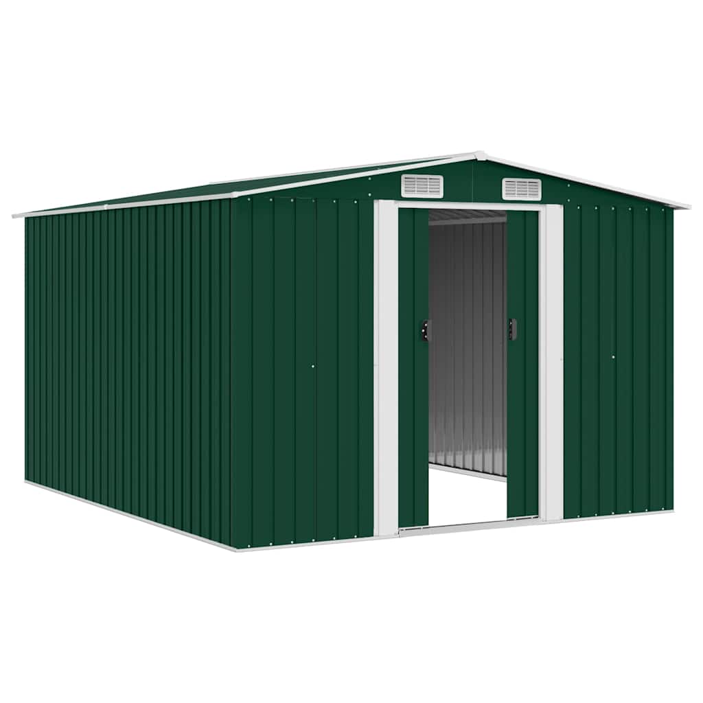 vidaXL Gerätehaus 257x298x178 cm Metall Grün