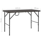 vidaXL Gartentisch Klappbar Braun 120x60x74 cm HDPE Rattan-Optik
