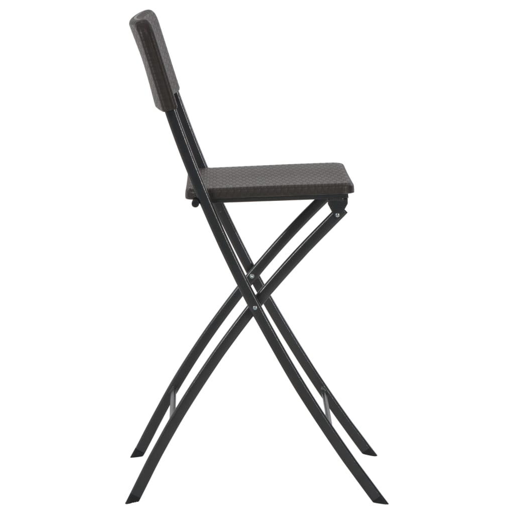 vidaXL Klappbare Barstühle 2 Stk. HDPE und Stahl Braun Rattanoptik