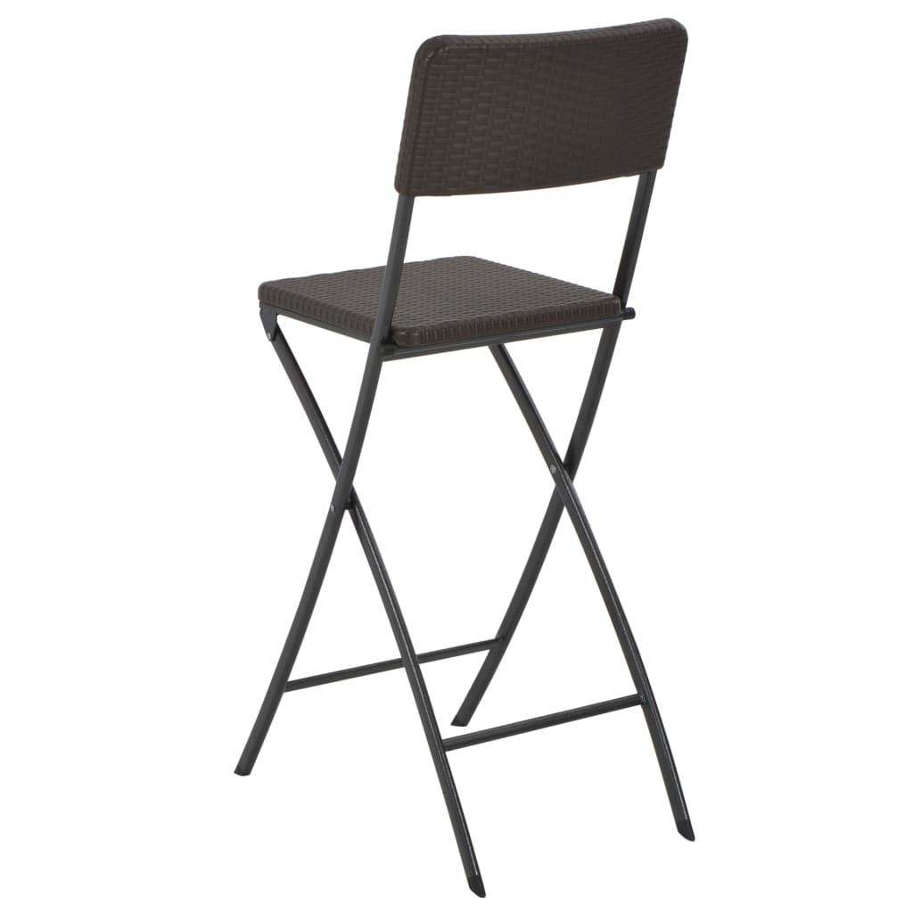 vidaXL Klappbare Barstühle 2 Stk. HDPE und Stahl Braun Rattanoptik