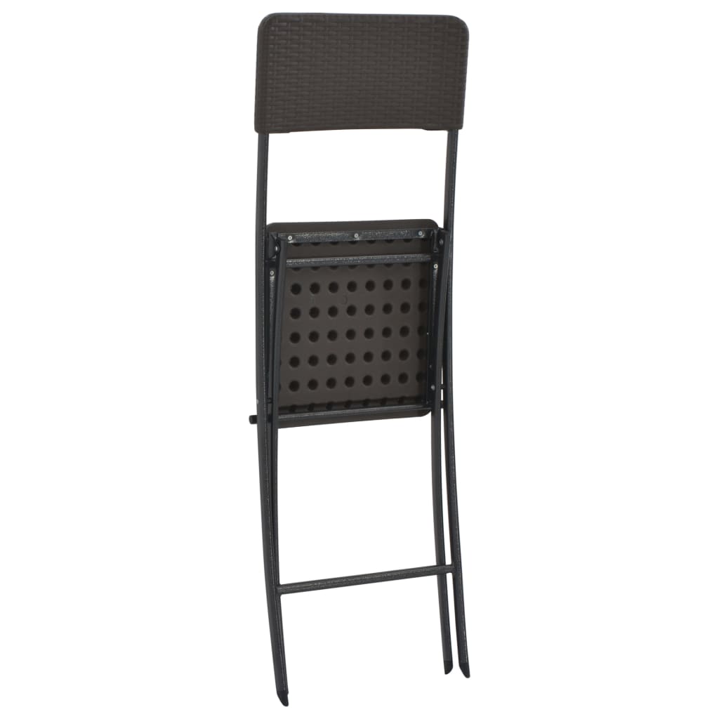 vidaXL Klappbare Barstühle 2 Stk. HDPE und Stahl Braun Rattanoptik