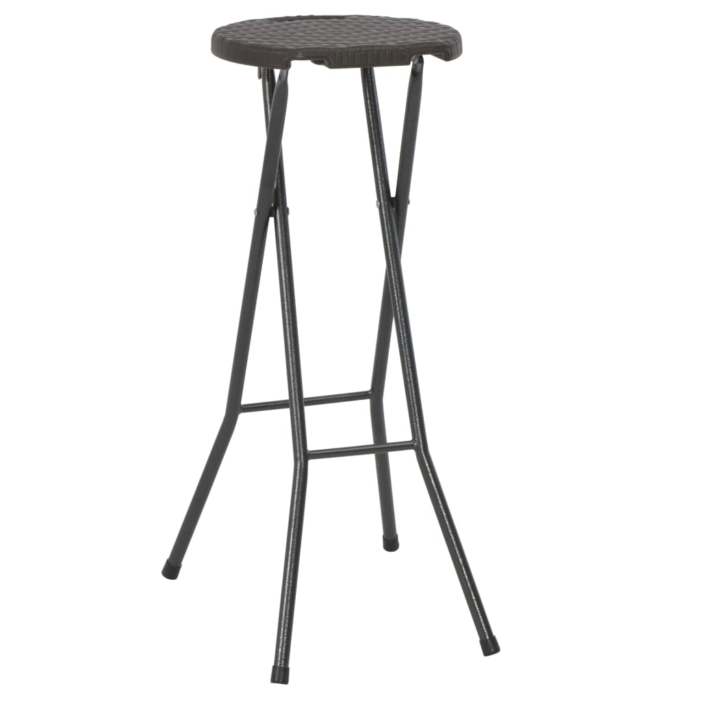 vidaXL Klappbare Barhocker 2 Stk. HDPE und Stahl Braun Rattanoptik