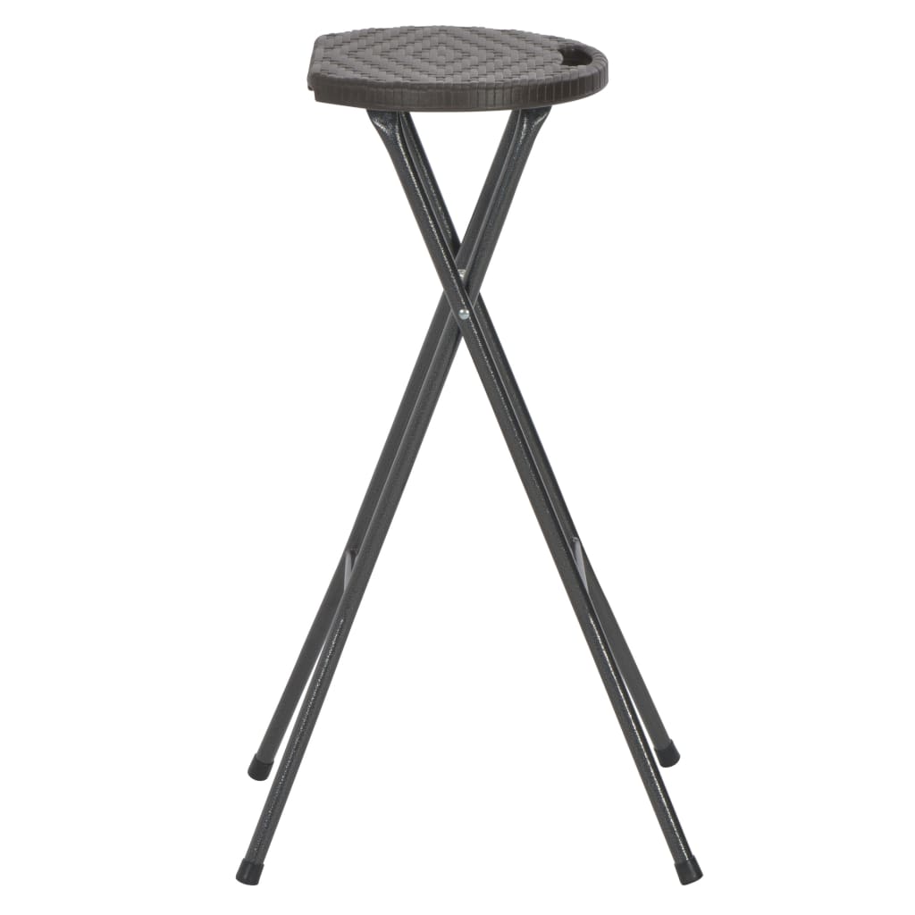 vidaXL Klappbare Barhocker 2 Stk. HDPE und Stahl Braun Rattanoptik