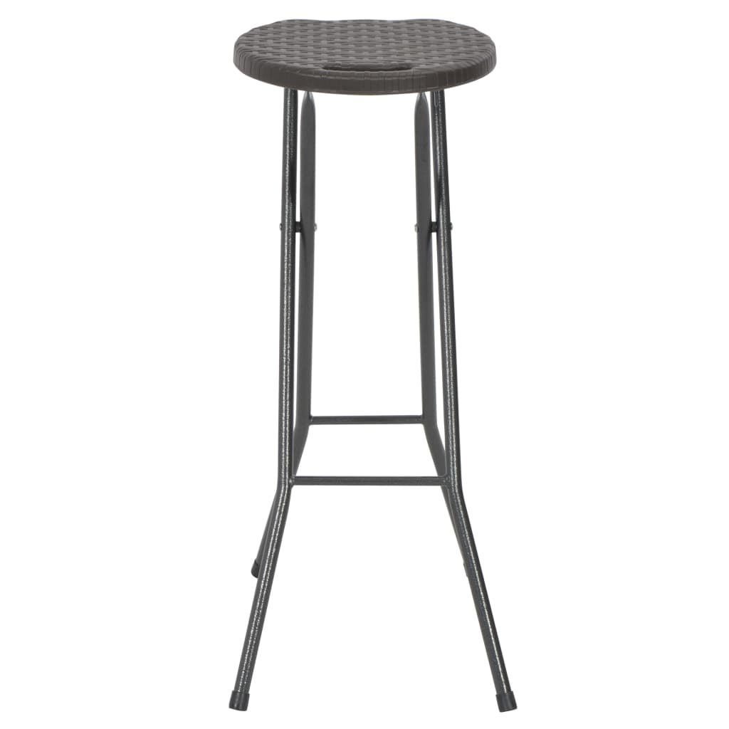 vidaXL Klappbare Barhocker 2 Stk. HDPE und Stahl Braun Rattanoptik