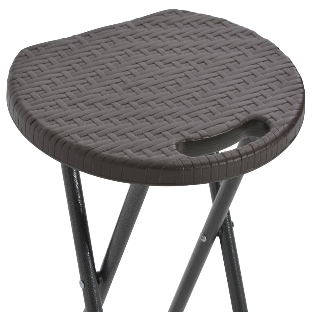 vidaXL Klappbare Barhocker 2 Stk. HDPE und Stahl Braun Rattanoptik