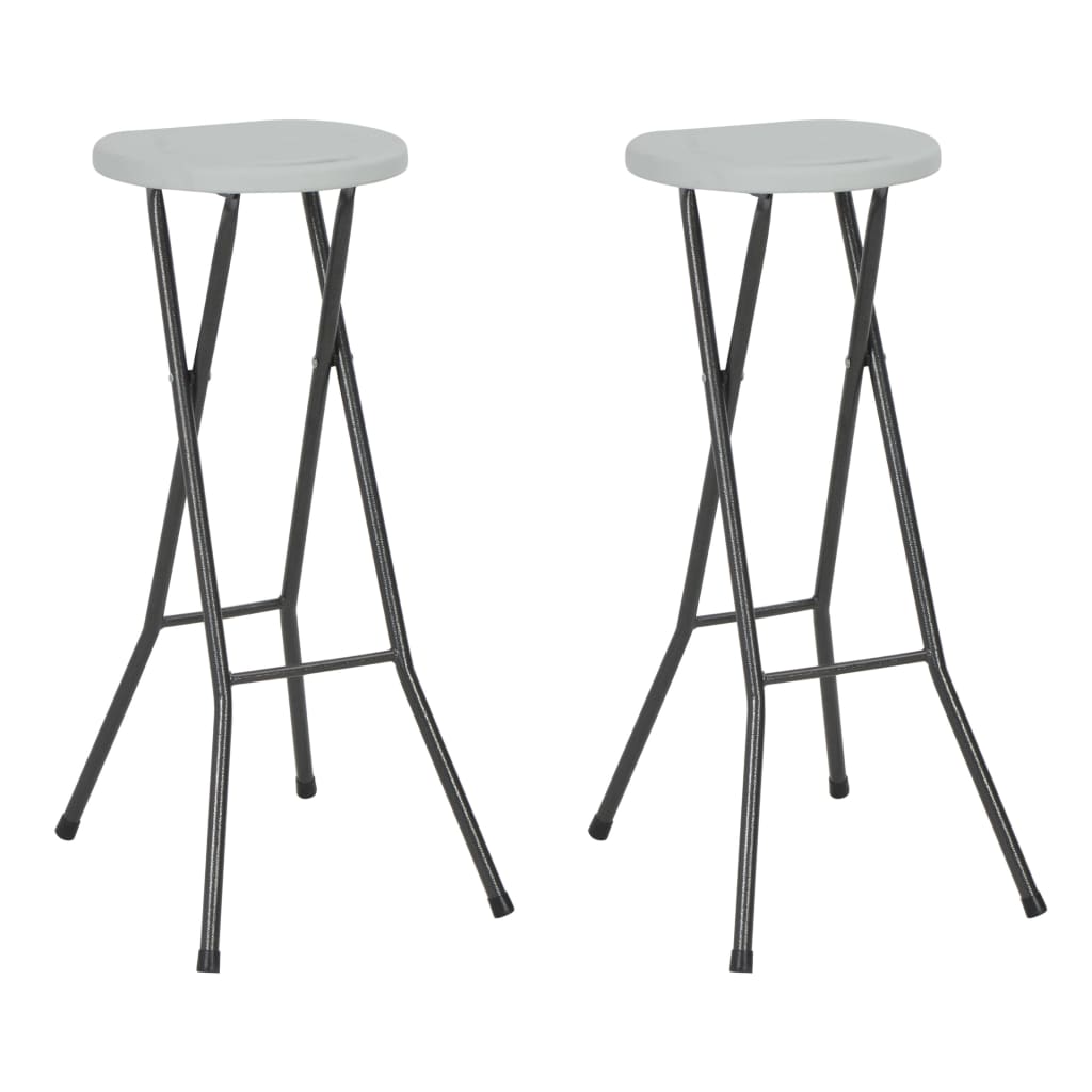vidaXL Klappbare Barhocker 2 Stk. HDPE und Stahl Weiß