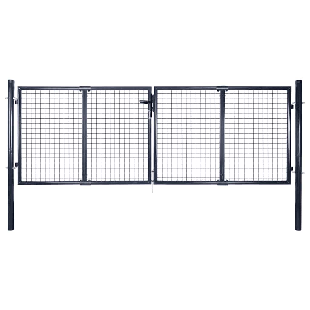 vidaXL Maschen-Gartentor verzinkter Stahl 300 x 75 cm Grau