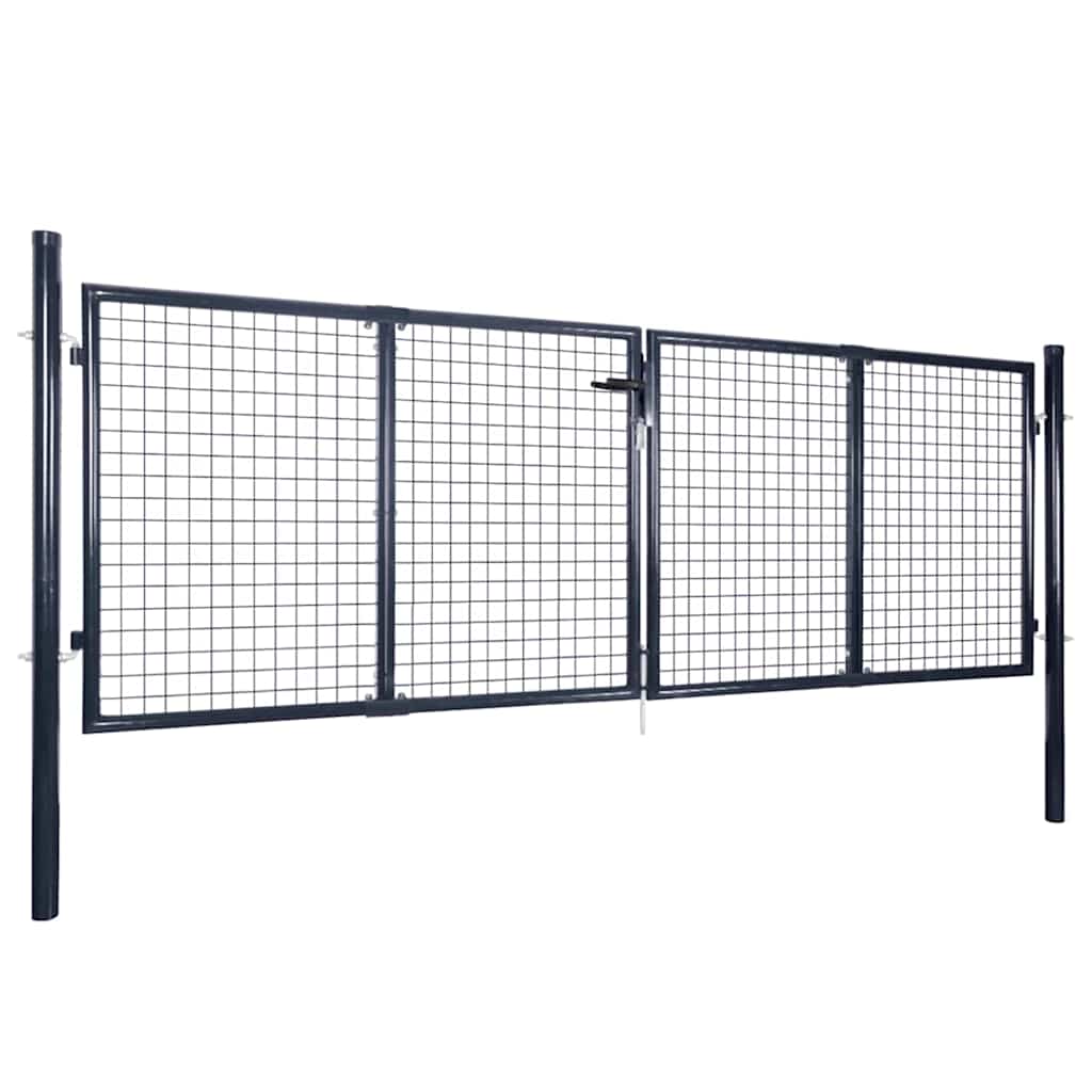 vidaXL Maschen-Gartentor verzinkter Stahl 300 x 75 cm Grau
