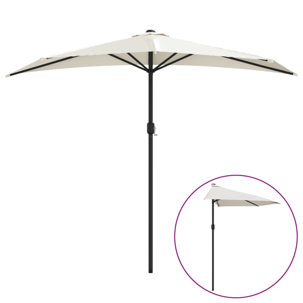 vidaXL Balkon-Sonnenschirm mit Alu-Mast Sandfarben 270x144 cm Halbrund