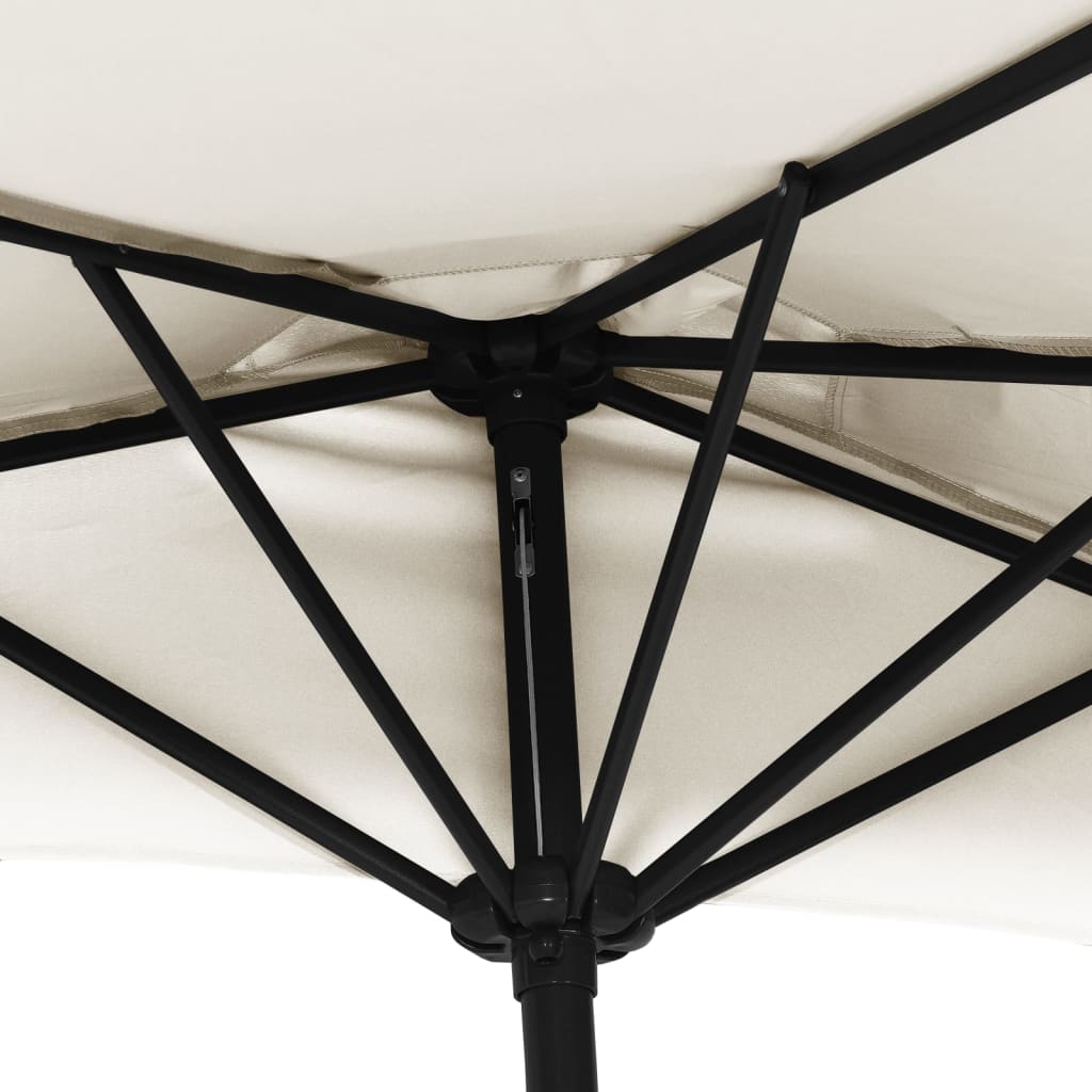 vidaXL Balkon-Sonnenschirm mit Alu-Mast Sandfarben 270x144 cm Halbrund