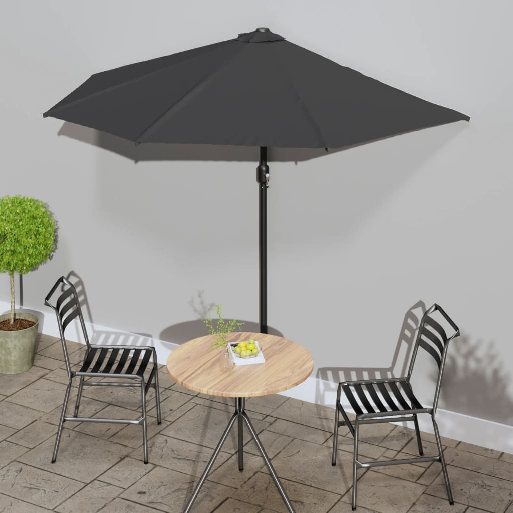 vidaXL Balkon-Sonnenschirm mit Alu-Mast Sandfarben 270x144 cm Halbrund