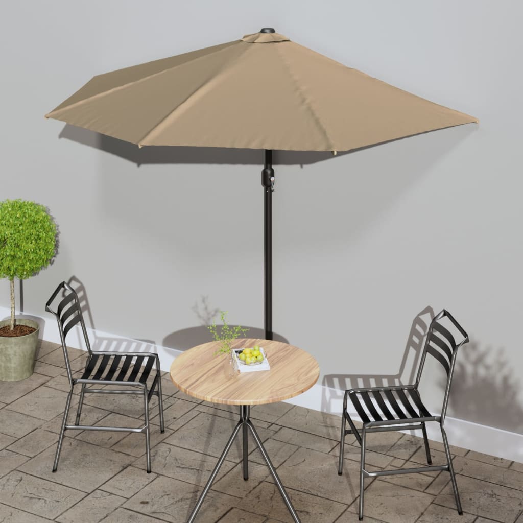 vidaXL Balkon-Sonnenschirm mit Alu-Mast Sandfarben 270x144 cm Halbrund