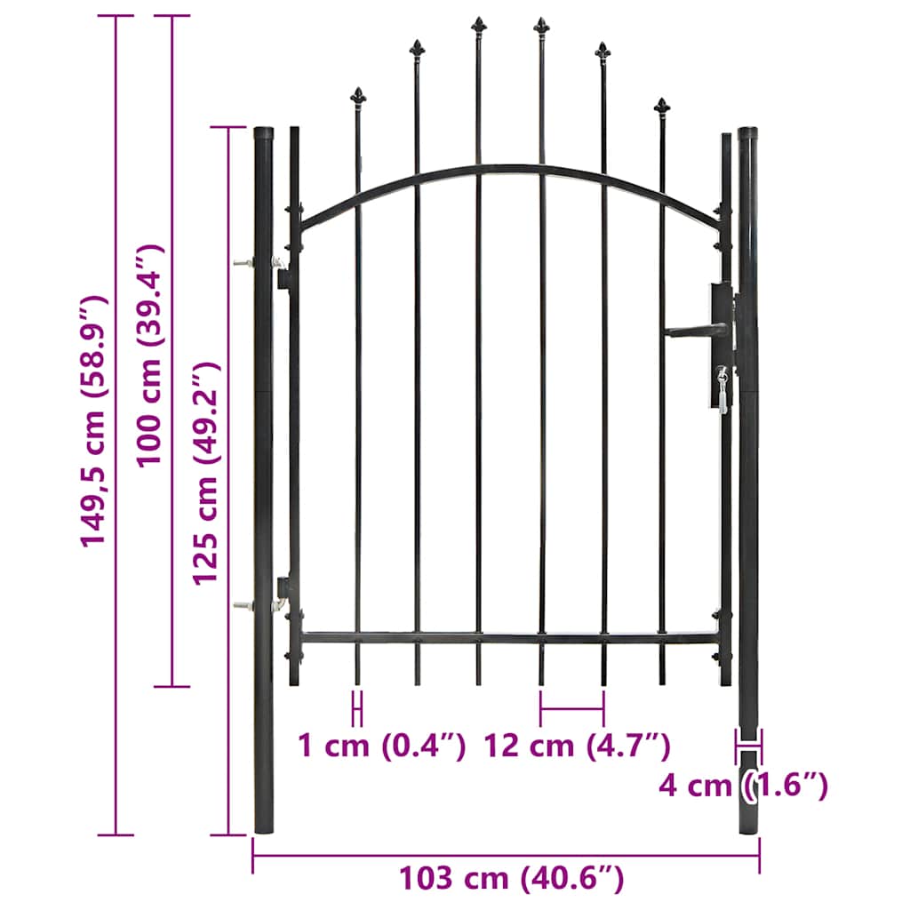 vidaXL Gartentor Woerden Stahl 1x1 m Schwarz