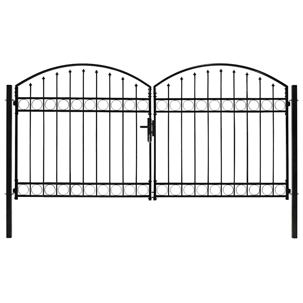 vidaXL Zauntor ASSEN Doppeltür mit Bogenabschluss Stahl 300 x 125 cm