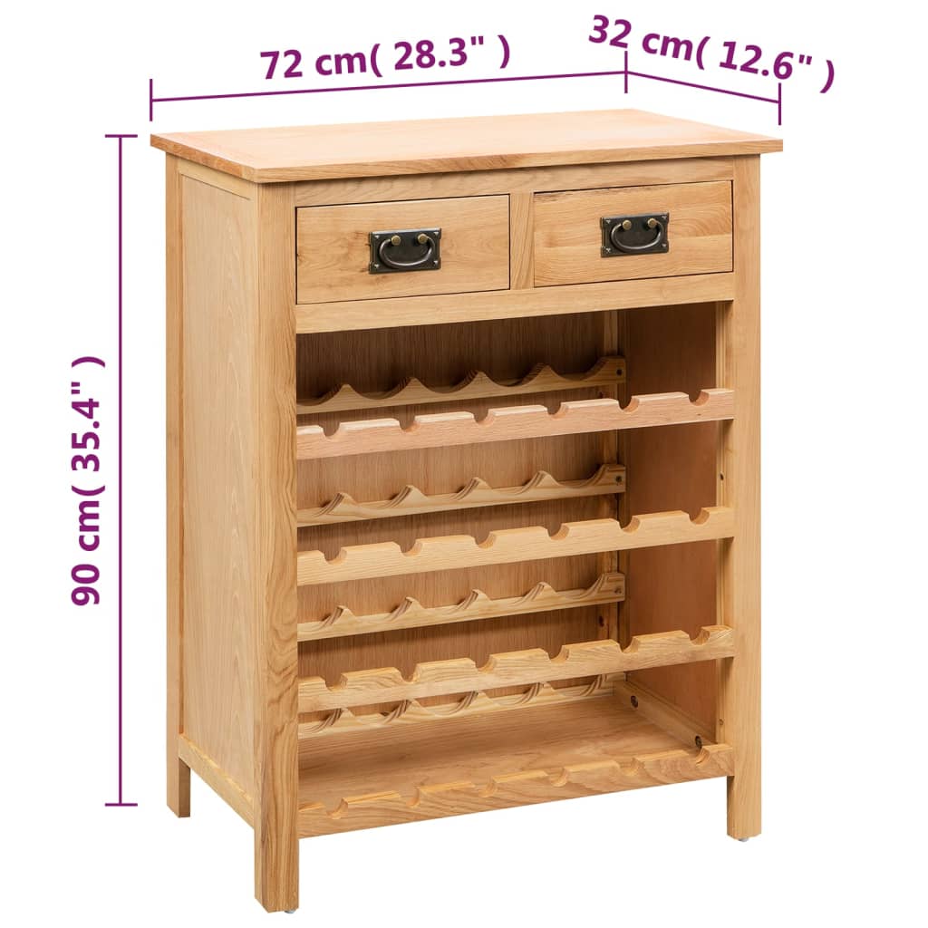vidaXL Weinschrank 72x32x90 cm Massivholz Eiche