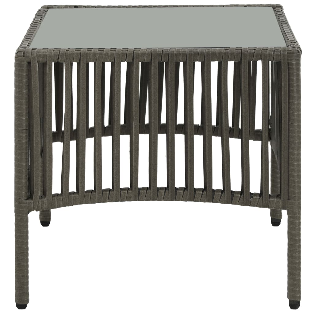 vidaXL Sonnenliegen 2 Stk. mit Tisch Poly Rattan Grau