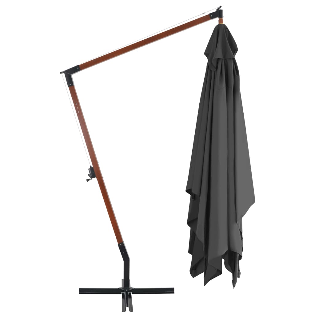 vidaXL Ampelschirm mit Holz-Mast 400x300 cm Anthrazit