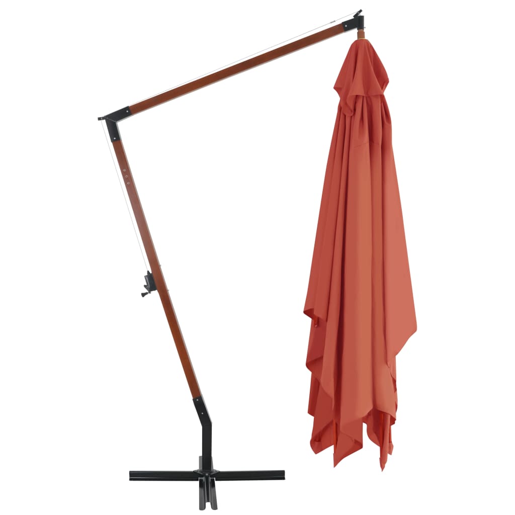 vidaXL Ampelschirm mit Holz-Mast 400x300 cm Terrakotta