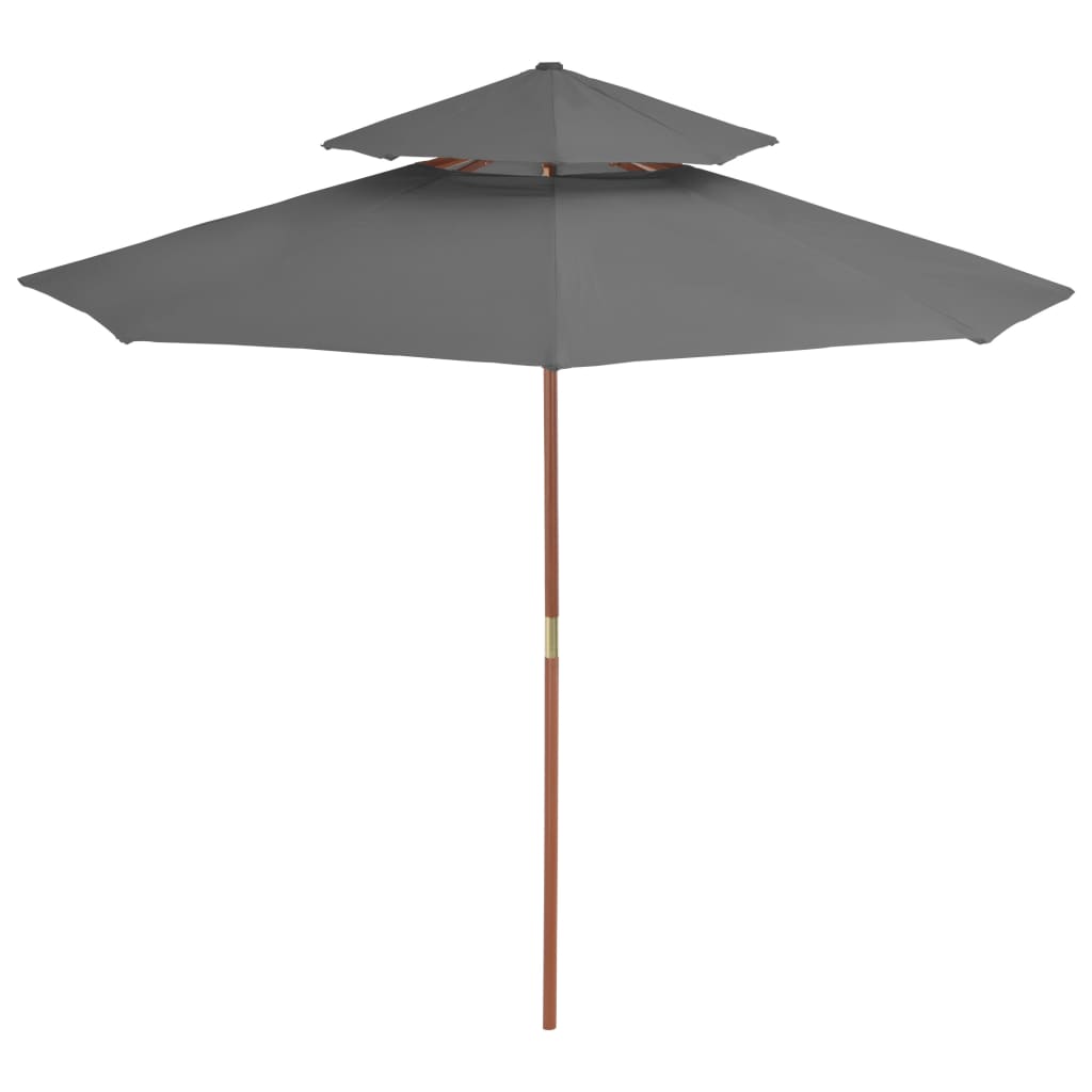 vidaXL Sonnenschirm mit Entlüftung und Holz-Mast 270 cm Anthrazit