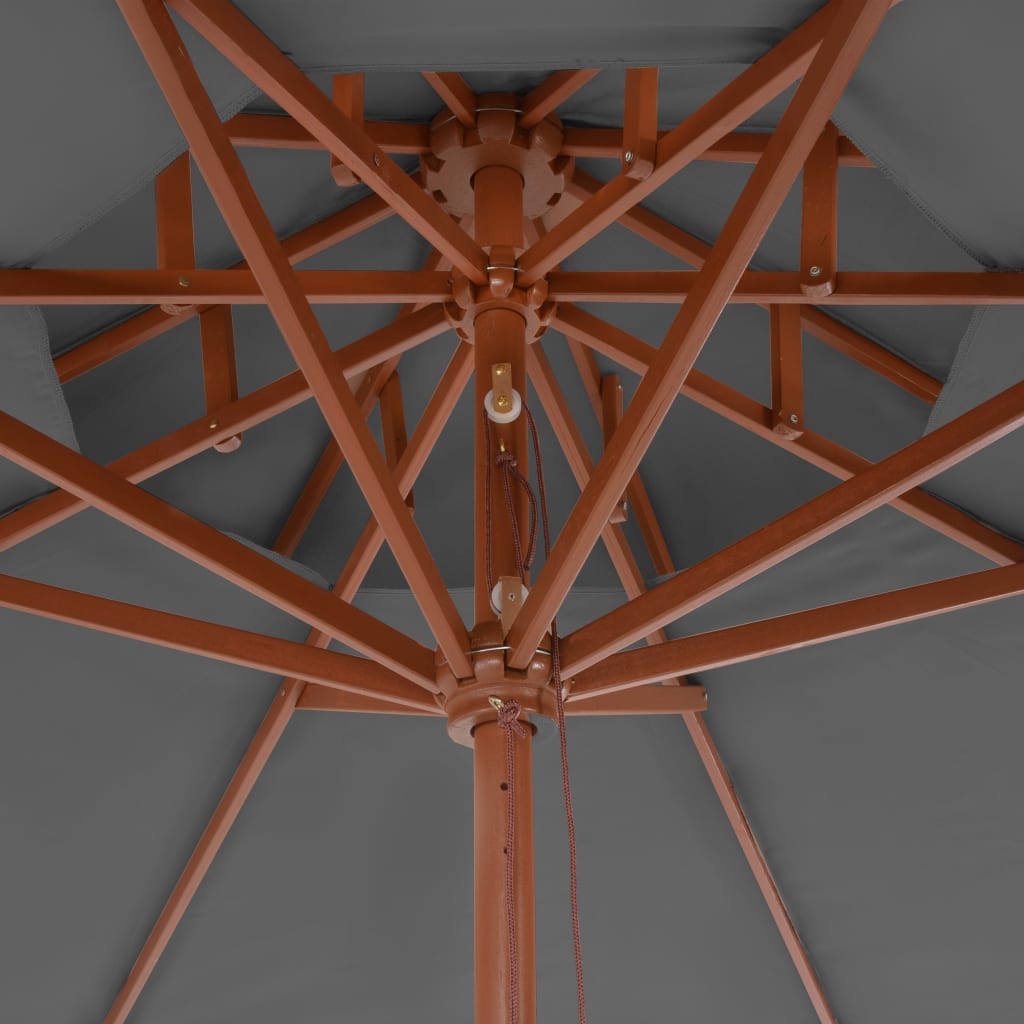 vidaXL Sonnenschirm mit Entlüftung und Holz-Mast 270 cm Anthrazit