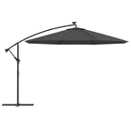 vidaXL Ampelschirm mit LED-Beleuchtung und Metall-Mast 350cm Anthrazit