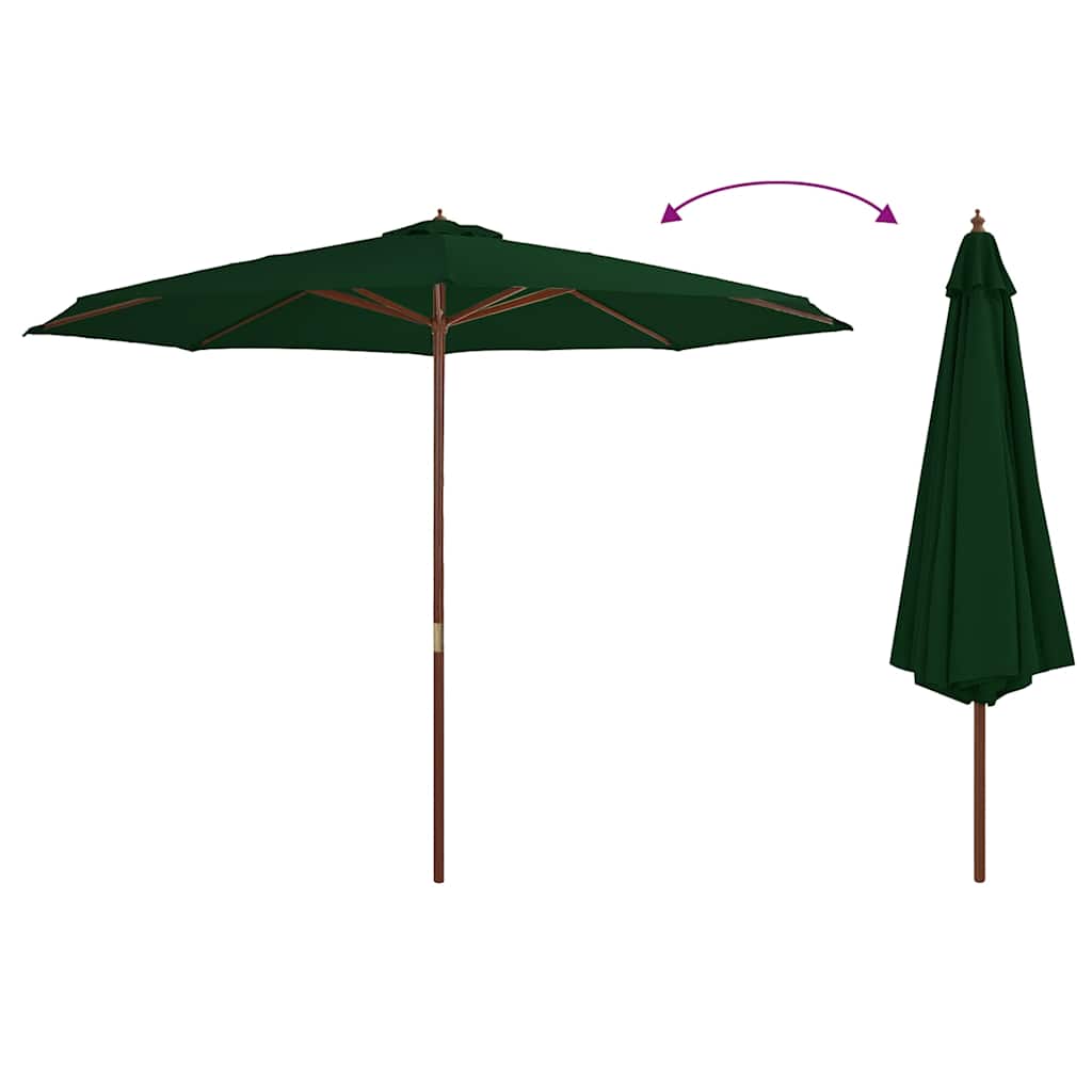 vidaXL Sonnenschirm mit Holzmast 350 cm Grün
