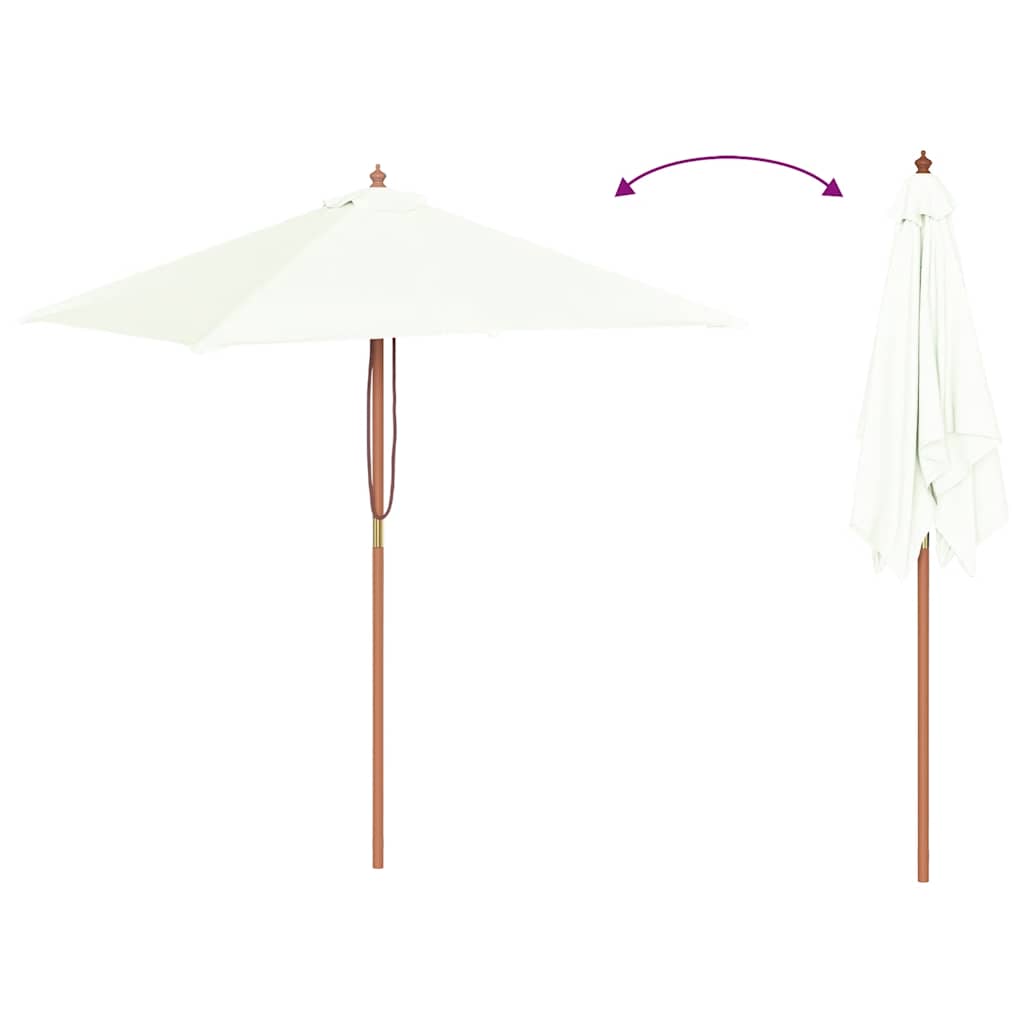 vidaXL Sonnenschirm mit Holz-Mast 150x200 cm Sandweiß