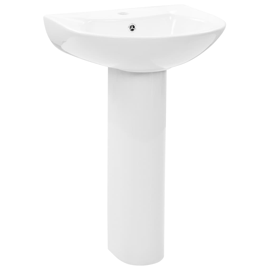 vidaXL Freistehendes Waschbecken mit Säule Keramik Weiß 520x440x190 mm