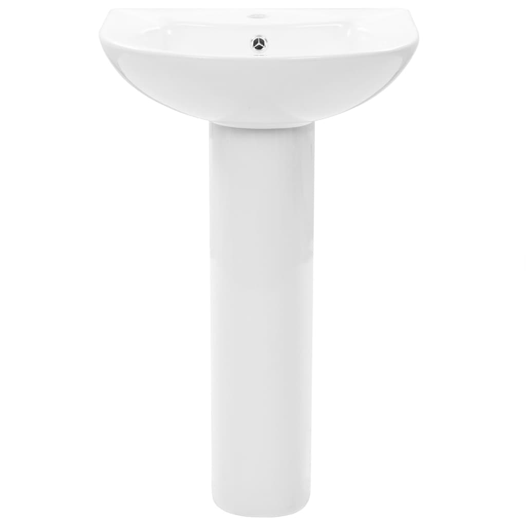 vidaXL Freistehendes Waschbecken mit Säule Keramik Weiß 520x440x190 mm