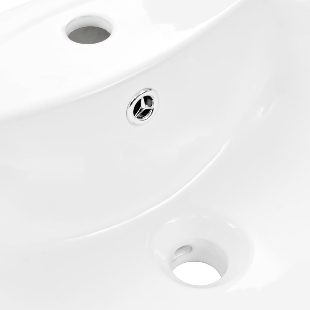 vidaXL Freistehendes Waschbecken mit Säule Keramik Weiß 520x440x190 mm