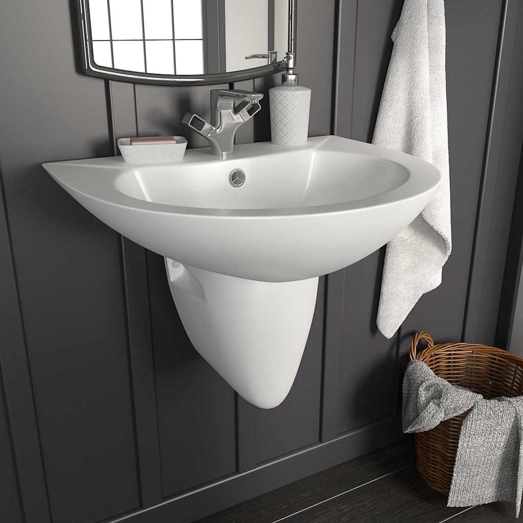 vidaXL Waschbecken Weiß 52 x 45 x 49 cm Glasierte Keramik