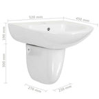 vidaXL Waschbecken Weiß 52 x 45 x 49 cm Glasierte Keramik