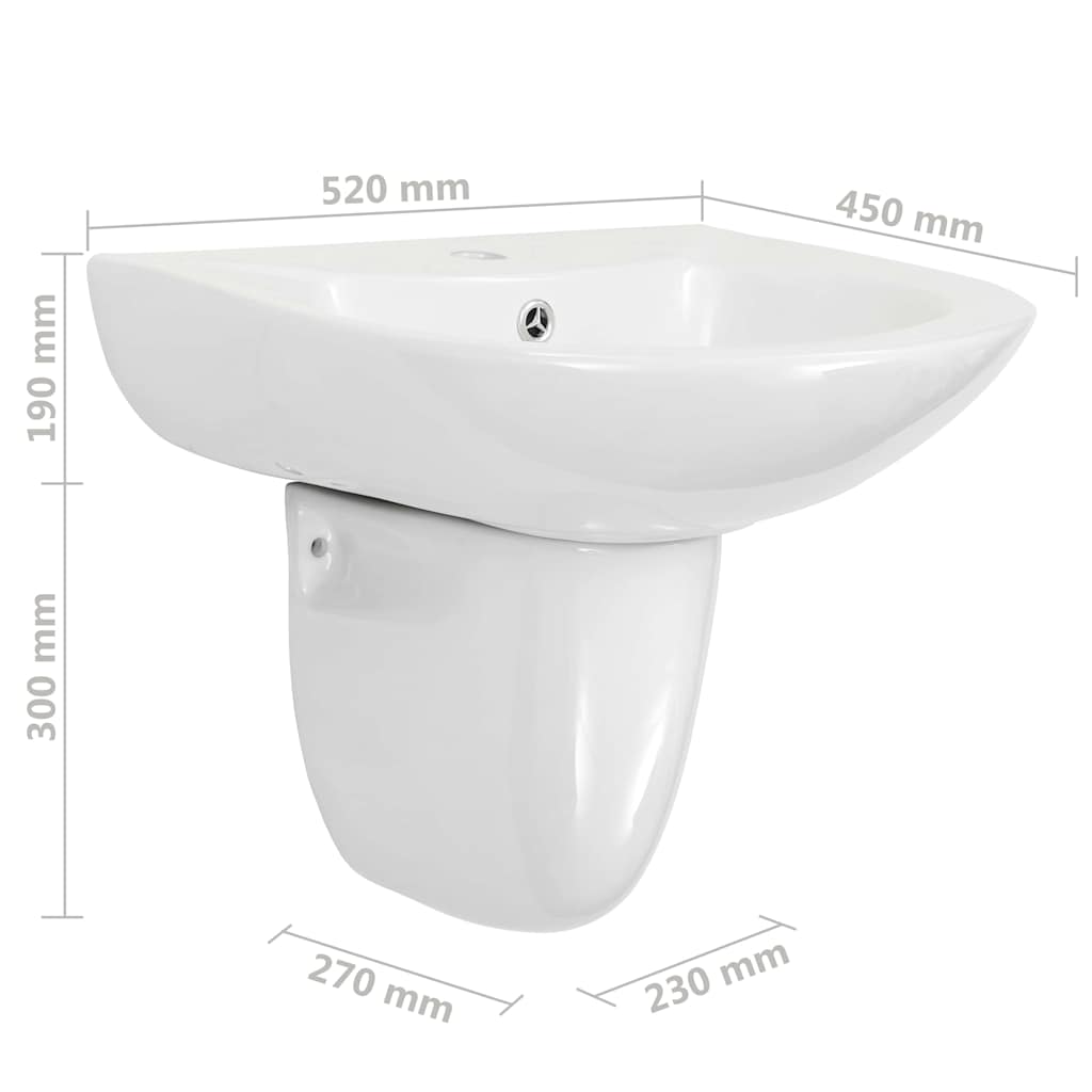 vidaXL Waschbecken Weiß 52 x 45 x 49 cm Glasierte Keramik