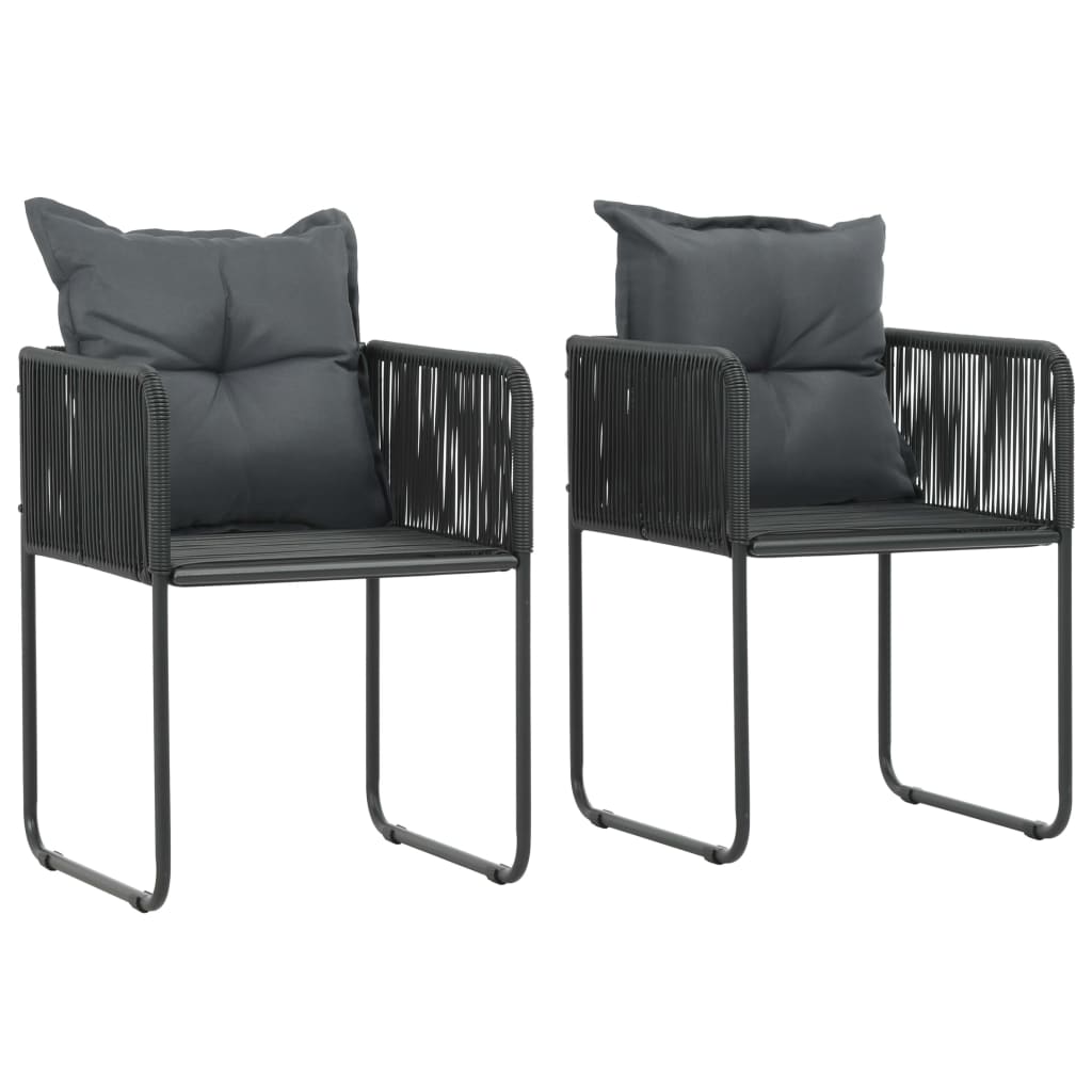 vidaXL Gartenstühle 2 Stk. mit Polstern Poly Rattan Schwarz