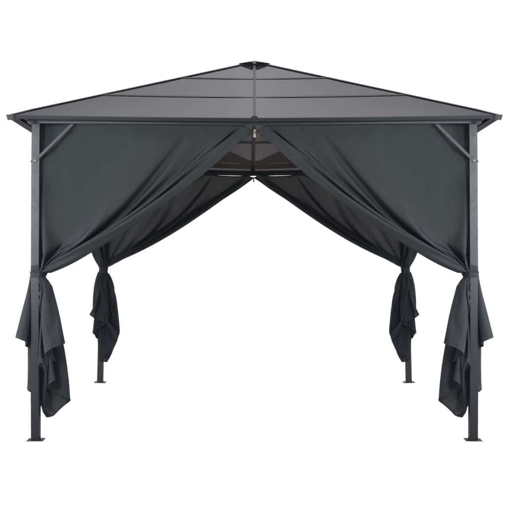 vidaXL Gartenpavillon mit Vorhang Aluminium 3×3 m Schwarz