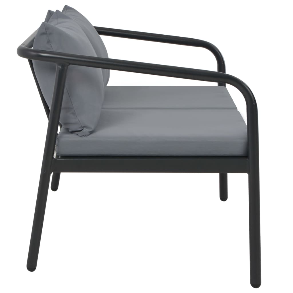 vidaXL 2-Sitzer-Gartenbank mit Auflagen Grau Aluminium