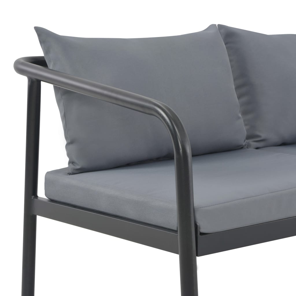 vidaXL 2-Sitzer-Gartenbank mit Auflagen Grau Aluminium