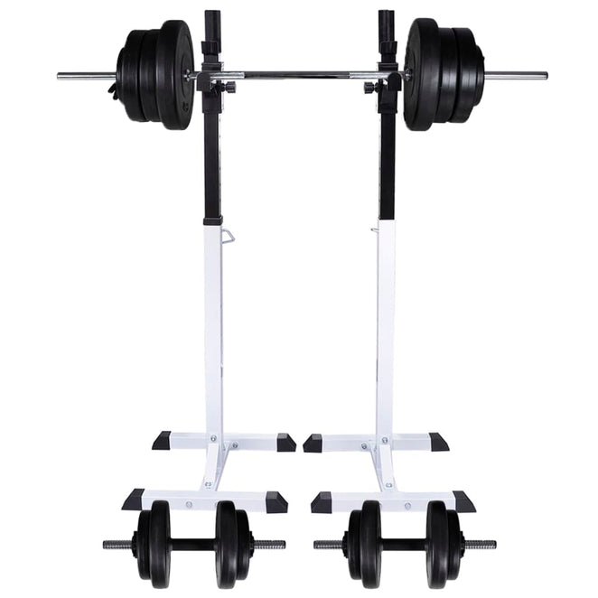 vidaXL Kniebeugen-/Langhantelständer mit Hantel-Set 60,5 kg