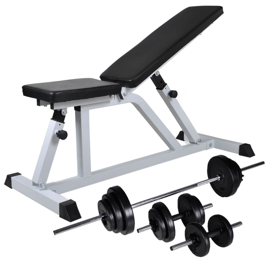 vidaXL Hantelbank mit Langhantel und Kurzhantel Set 60,5 kg
