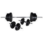 vidaXL Hantelbank mit Ablage, Langhantel und Kurzhantel Set 60,5 kg